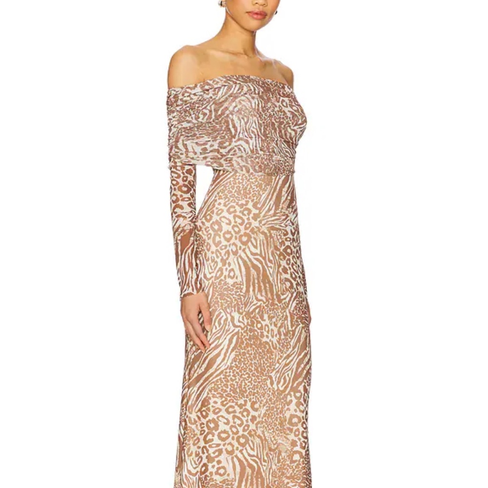 AFRM Thelma Dress - Off-Shoulder Animal Print Dress